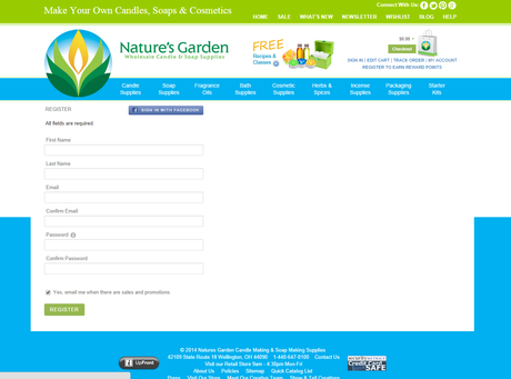 Nature’s Garden Registration registration page