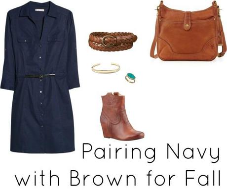 navy with brown