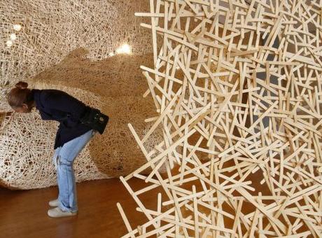 Top 10 Art installations Made From Wooden Coffee Stirs