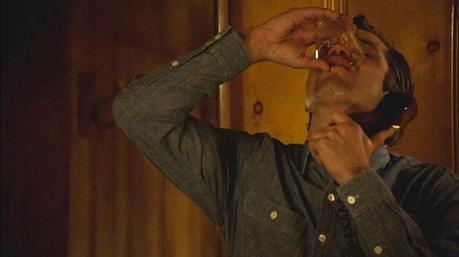 Justified – Raylan’s Gray Suit Coat and Jeans Raylan shoots back some Wild Turkey.