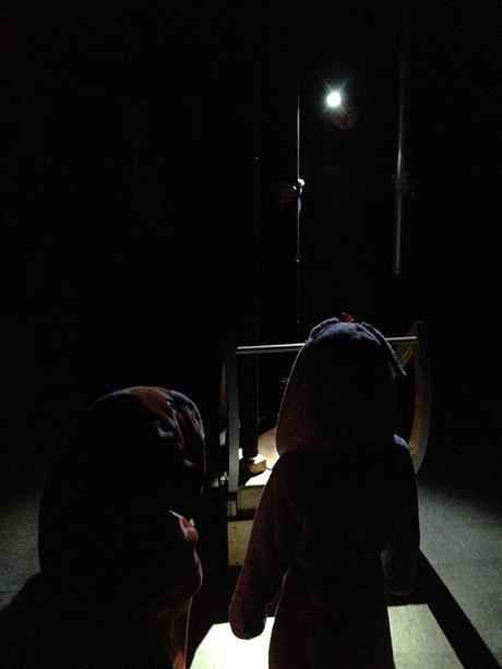 The girls waiting for the telescope to get set up. They were very curious about what the astronomer was doing.