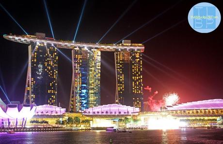 Singapore night sky and the famous Marina Bay Sands Hotel