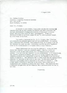 Letter from Pauling to Pritikin, August 1, 1978.