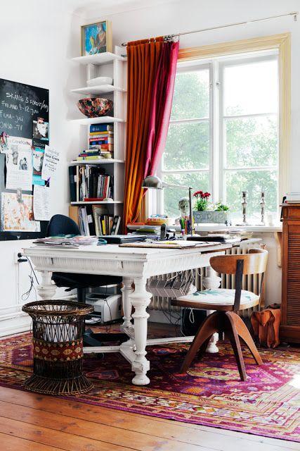 Sometimes, It's Okay To Be Messy Bohemian eclectic home office http://www.lansingmarketinggroup.com #marketing #michigan #lovelansing