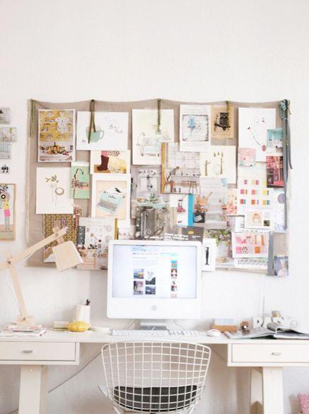Sometimes, It's Okay To Be Messy Hanging all important papers and pictures on a cute corkboard above your desk is a nice way display your inspirations