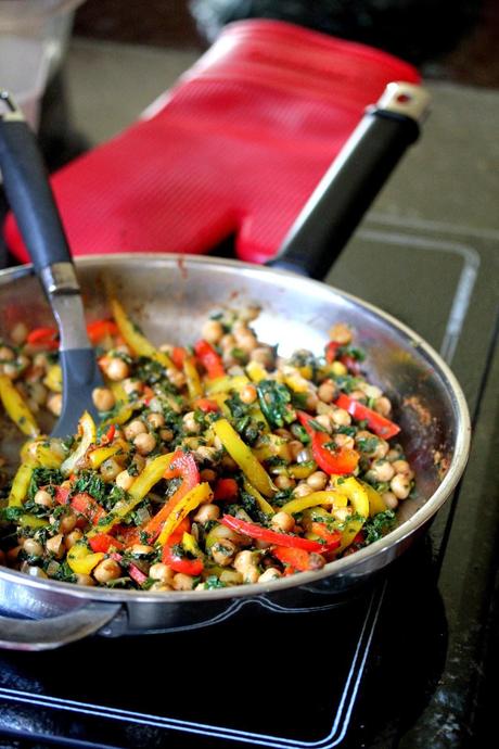 Sweet Potato, Pepper, Kale, and Chickpea Tacos