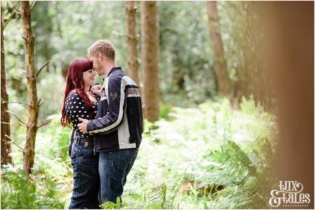 Engagement Photography in Yorkshire woods| Tux & Tales Photography | Redhead bride