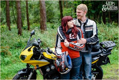 Motorbike Motorcycle Engagement Photography in Yorkshire Countryside | Tux & Tales Photography