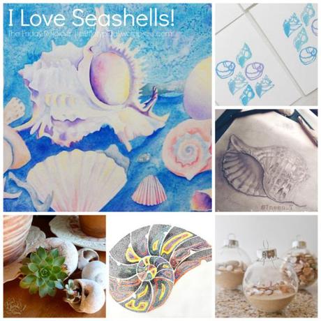 I Love Seashells TFR. Collage of watercolour, graphic, diy and crafts
