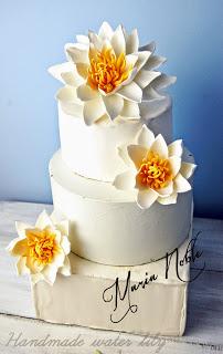 Water Lily Wedding Cake Topper Garden wedding close to a pond of water lilies!
