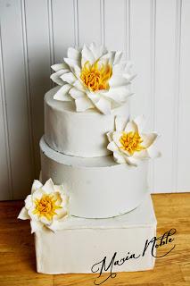 Water Lily Wedding Cake Topper Garden wedding close to a pond of water lilies!
