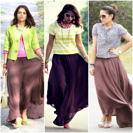 Three Ways To Style A Long Skirt, Tanvii.com