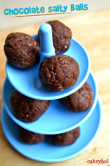 healthy fruit and cocoa balls with added salt