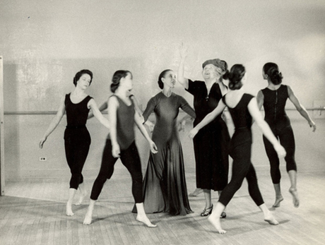 Martha Graham and Helen Keller and a group of dancers enjoying the pulse of the moment