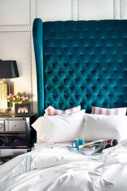 stunning headboard / eclectic bedroom