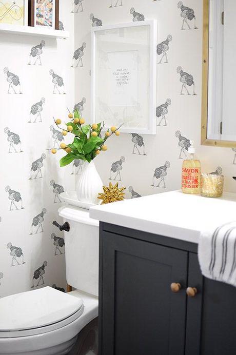 Design*Sponge | Before & After: A Bathroom Gets Dressed Up With Wallpaper