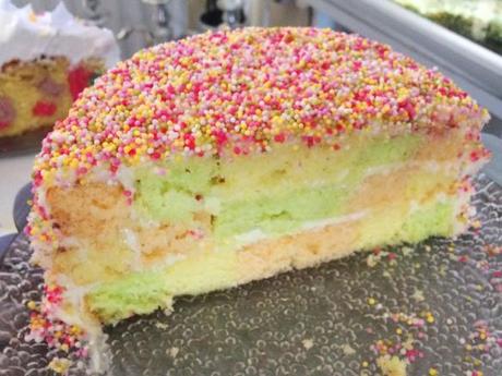 Sprinkles & Checkerboard Birthday Cake inside checkerboard cake lemon lime and raspberry with sugar sprinkles covering birthday ideas
