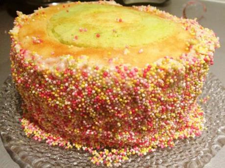 Sprinkles & Checkerboard Birthday Cake cake covered in hundreds and thousands