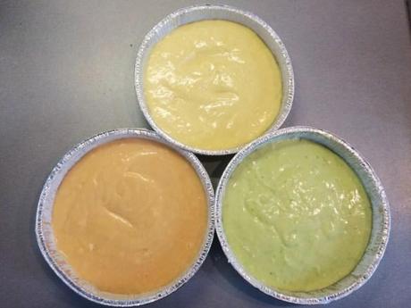 Sprinkles & Checkerboard Birthday Cake tricolour cake batter lime lemon raspberry pastel foil trays