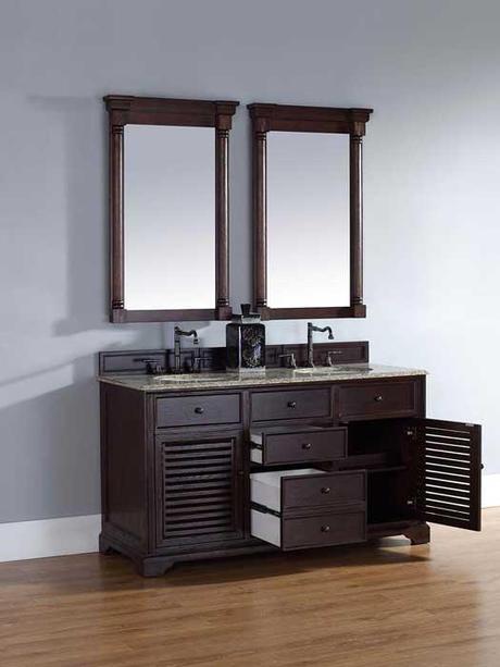 Dark Louvered Double Vanity Dark Louvered Double Vanity