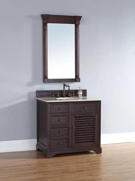 Prata Dark Vanity with Louvered Panels Prata Dark Vanity with Louvered Panels