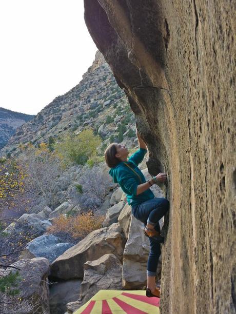Back to America, Back to Birthday Challenges Katie cruising one of her first problems of the challenge.