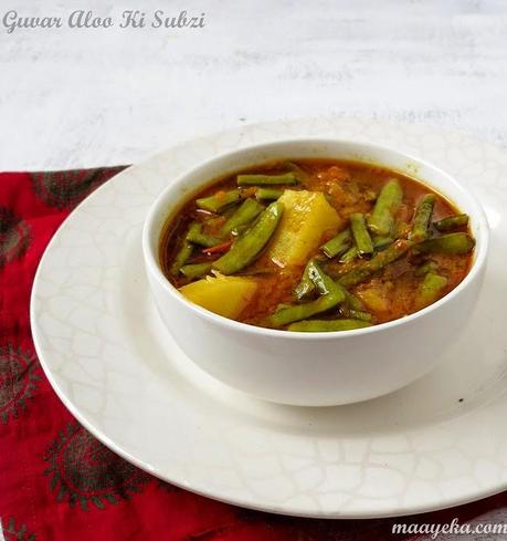 Guvar Phali aur Aloo ki Subzi / Cluster beans and potatoes in a tomato broth Guvar Phali aur Aloo ki Subzi / Cluster beans and potatoes in a tomato broth