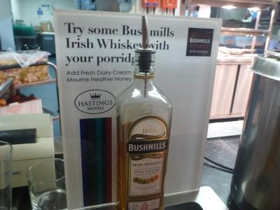 Staying in the World Famous Europa Hotel in Belfast, Northern Ireland Put some Bushmills whiskey in your porridge? Why Not - you're in Northern Ireland!