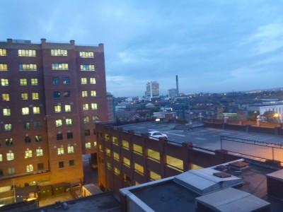 Staying in the World Famous Europa Hotel in Belfast, Northern Ireland Night view from my hotel room.