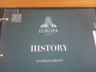 Staying in the World Famous Europa Hotel in Belfast, Northern Ireland A folder with information on the Europa's history.