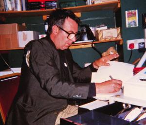 Life on the periphery of the godfather of alternative comedy Malcolm Hardee Malcolm with distressed shoulder in Up The Creek office
