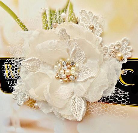 <Champagne Bridal Hair Flower by FancieStrands alt=
