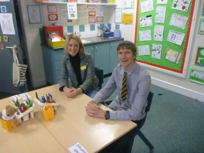 30 Year Reunion: School Tour of Kilmaine Primary School, Bangor, Northern Ireland Sarah and I in Mr. Rea's P7 room - we were in his P7 class in 1990 - 1991.