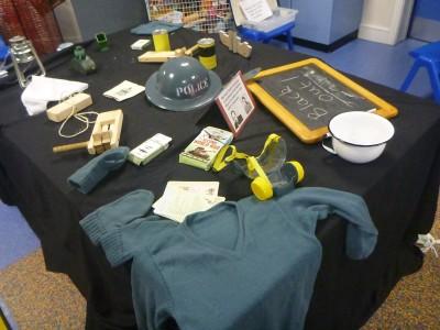 30 Year Reunion: School Tour of Kilmaine Primary School, Bangor, Northern Ireland Second World War display.