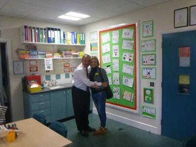 30 Year Reunion: School Tour of Kilmaine Primary School, Bangor, Northern Ireland Sarah and Mr. Rea.