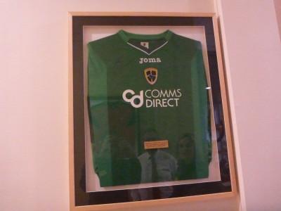 30 Year Reunion: School Tour of Kilmaine Primary School, Bangor, Northern Ireland Wall of fame in Kilmaine - Josh Magennis's shirt.