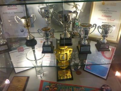 30 Year Reunion: School Tour of Kilmaine Primary School, Bangor, Northern Ireland Kilmaine Primary School trophy cabinet.