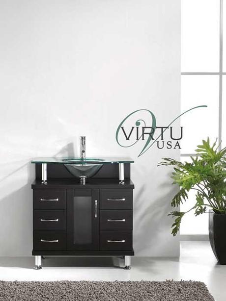 Vicente Modern Vanity with Translucent Glass Top Vicente Modern Vanity with Translucent Glass Top