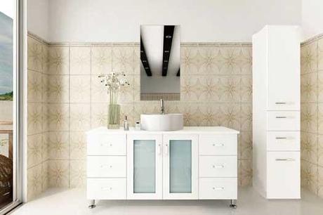 White Lune Vanity with Frosted Glass White Lune Vanity with Frosted Glass