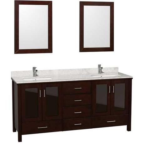 Espresso Vanity with White Marble Top Espresso Vanity with White Marble Top