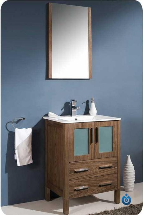 Torino Walnut Vanity with Glass Doors Torino Walnut Vanity with Glass Doors