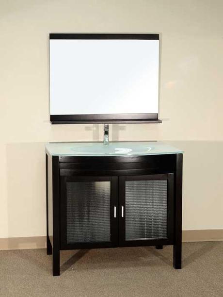 Bonito Vanity with Frosted Glass Insert Panels Bonito Vanity with Frosted Glass Insert Panels