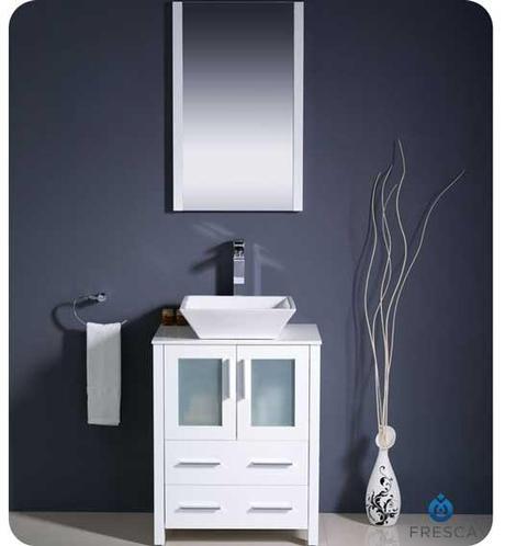 Torino White Vanity with Glass Doors Torino White Vanity with Glass Doors
