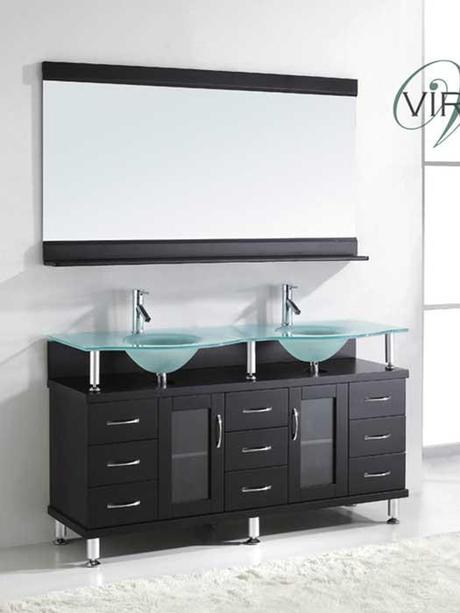 Vincente Rocco Vanity with Frosted Tempered Glass Top Vincente Rocco Vanity with Frosted Tempered Glass Top