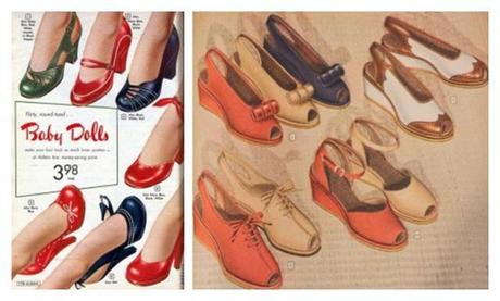 Tuesday Shoesday ~ a history lesson in 40s footwear 1940s shoes styles baby doll slingbacks peep toe