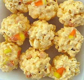 Candy Corn Popcorn Balls Recipe
