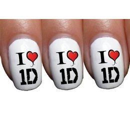 One Direction 'I Heart 1D' Logo Nail Art Transfer