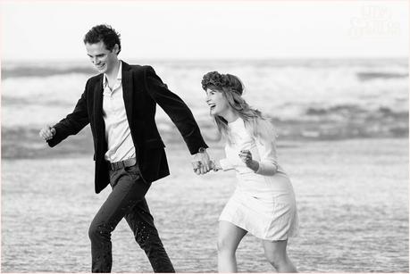 Whitby Love Shoot | Cass & Josh Photography Engagement Shoot in Whitby | Girl wearing Red Flower crown | Alterntive Couple whereing Vintage clothing | Laughing and running ont he beach
