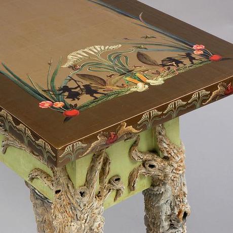 Paper Maché Faux Bois Console - Detail Paper Maché Faux Bois Console - Detail