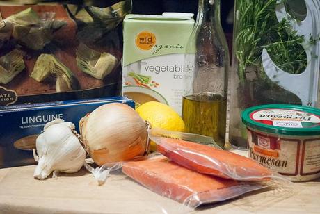 Salmon Fillets with Lemony Artichokes and Pasta Salmon Fillets with Lemony Artichokes and Pasta